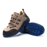 XYEHS GB-6626 Suede Cow Leather Safety Work Shoes with Steel Toe Cap & Steel Plate, Impact & Puncture Resistant Work Sneakers, Anti-Slip Footwear, Dual PU Outsole, Breathable Mesh