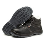 XYEHS GB-802 Winter Split Cow Leather & Artificial Woof Safety Work Shoes, European Standard Steel Toe Cap & Steel Plate, Impact & Puncture Resistant Work Sneakers, Cold Resistant, Anti-Slip Mid Tops, Dual PU Outsole Footwear - Image 2