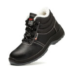 XYEHS GB-802 Winter Split Cow Leather & Artificial Woof Safety Work Shoes, European Standard Steel Toe Cap & Steel Plate, Impact & Puncture Resistant Work Sneakers, Cold Resistant, Anti-Slip Mid Tops, Dual PU Outsole Footwear - Image 3