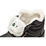 XYEHS GB-802 Winter Split Cow Leather & Artificial Woof Safety Work Shoes, European Standard Steel Toe Cap & Steel Plate, Impact & Puncture Resistant Work Sneakers, Cold Resistant, Anti-Slip Mid Tops, Dual PU Outsole Footwear - Image 5