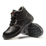 XYEHS GB-802N Split Cow Leather Safety Work Shoes, European Standard Steel Toe Cap & Steel Plate, Impact & Puncture Resistant Work Sneakers, Anti-Static & Anti-Slip Mid Tops, Dual PU Outsole Footwear