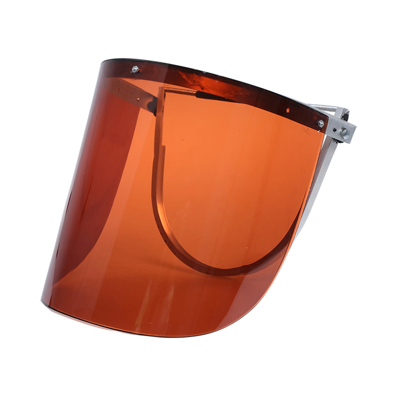 M1016-2-face-shield_2 XYEHS M1016-2 Polycarbonate Full Face Shield Red Transparent Visor with Aluminum Spring Bracket Adapter, High Temperature Resistance, 2.6mm Face Screen Safety Mask - Image 1