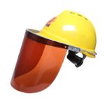 XYEHS M1016-2 Polycarbonate Full Face Shield Red Transparent Visor with Aluminum Spring Bracket Adapter, High Temperature Resistance, 2.6mm Face Screen Safety Mask - Image 3