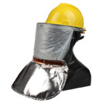 XYEHS 305-2 Flip-Up Full Face Shield Mask with Aluminum Foil Neck Shoulder Drape, 1mm PC Clear Visor Window, Aluminum Bracket Adapter - Image 2