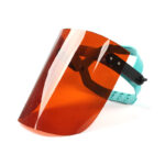 XYEHS 307-R Red Transparent Plexiglass Face Shield Visor Kit, 2mm Face Screen Half Enclosed Safety Mask with Adjustable Viewing Angle & Pin Lock Headband