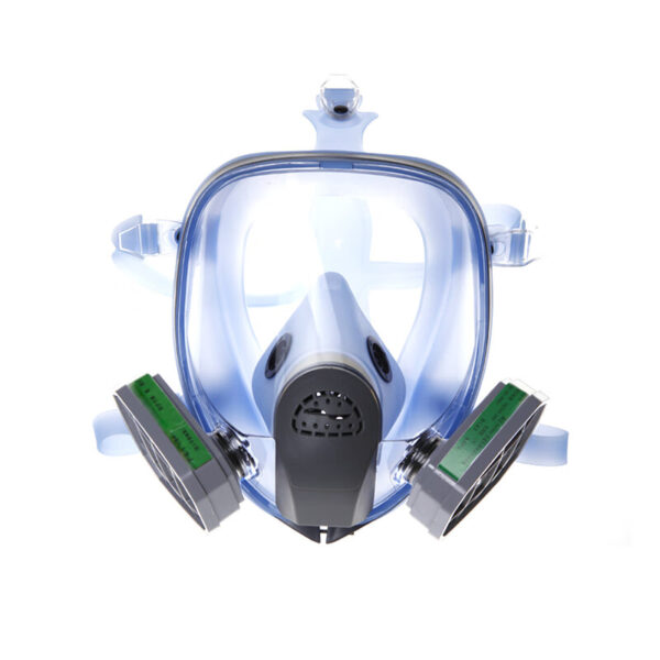 XYEHS 9900-4 Reusable Full Face Respirator Mask, 2x 95% Gas Fliter Cartridges, Wide View Face Shield, Elastic 5-Point Headband for Gas, Paint, Dust, Chemicals
