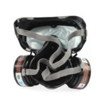 XYEHS 9600A Reusable Half Respirator Mask with PC Goggles, 2x 95% Gas Fliter Cartridges, Face Cover Face Shield, Protect against Gas, Paint, Dust, Chemicals - Image 4