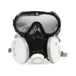 XYEHS 9600B Reusable Half Respirator Mask with PC Goggles, 2x Dust Fliter Cartridges & 2x ≥95% Dust Filter Cotton, Face Cover Face Shield