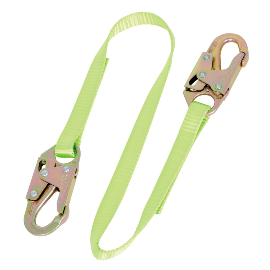 EPI-53006 XYEHS EPI-53006 Fall Protection Restraint Lanyard with Snap Hooks, 4 ft Single Leg Webbing Strap, No Shock Absorber, Green - Image 1
