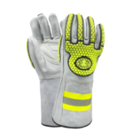 XYEHS 0545 Cow Leather Extended F Level Cut & Impact Resistant Welding Safety Work Gloves with Aramid Inner, TPR Knuckle & Fingers, Silicone Padding Palm, Reflective Strips, Breathable & Comfortable