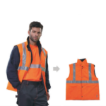 XYEHS B298 4 in 1 High Visibility Reflective Winter Thermal Safety Jacket with Cotton Padded Inner, Detachable Cuffs, Wind/Rain/Snow/Cold Proof - Image 3