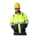 XYEHS B298 4 in 1 High Visibility Reflective Winter Thermal Safety Jacket with Cotton Padded Inner, Detachable Cuffs, Wind/Rain/Snow/Cold Proof