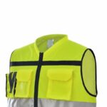 XYEHS A555 High Visibility Polyester Safety Vest with Multi-Functional Pockets, Zipper Closure, Reflective Strips for Construction, Outdoor Sports, Traffic - Image 3