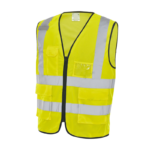 XYEHS A707 High Visibility Polyester Safety Vest with Pockets, Zipper Closure, Reflective Strips for Construction, Outdoor Sports, Traffic Work,