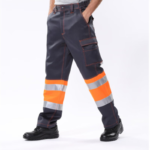 XYEHS C326 High Visibility Safety Work Pants/Trousers with Reflective Strips & Pockets, Abrasion & Water Resistant for Construction, Outdoor Work - Image 2