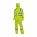 XYEHS D763 Men & Women High Visibility Rain Suits with Reflective Strips & Clear Brim, Waterproof Work Rain Coat Rain Gear Jacket & Pants Rainwear for Construction, Traffic