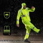 XYEHS D763 Men & Women High Visibility Rain Suits with Reflective Strips & Clear Brim, Waterproof Work Rain Coat Rain Gear Jacket & Pants Rainwear for Construction, Traffic - Image 3