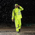 XYEHS D763 Men & Women High Visibility Rain Suits with Reflective Strips & Clear Brim, Waterproof Work Rain Coat Rain Gear Jacket & Pants Rainwear for Construction, Traffic - Image 4