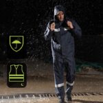 XYEHS D766 High Visibility Rain Suits with Clear Brim & Reflective Strips, Waterproof Work Rain Coat Rain Gear Jacket & Pants Rainwear for Construction, Outdoor Work, Traffic - Image 2