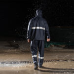 XYEHS D766 High Visibility Rain Suits with Clear Brim & Reflective Strips, Waterproof Work Rain Coat Rain Gear Jacket & Pants Rainwear for Construction, Outdoor Work, Traffic - Image 3