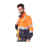 XYEHS G472 High Visibility Bomber Jacket with Reflective Strips & Pockets, Black Bottom, Abrasion & Water Resistant for Construction, Outdoor Work - Image 4