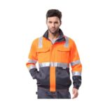 XYEHS G472 High Visibility Bomber Jacket with Reflective Strips & Pockets, Black Bottom, Abrasion & Water Resistant for Construction, Outdoor Work - Image 5