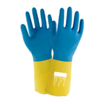 XYEHS 10-228 Bi-Color Rubber Coating Chemical Resistant Safety Work Gloves with Cotton Flocking Lining, Anti-Slip Palm, Acid & Alkali Resistant, Oil & Water Resistant