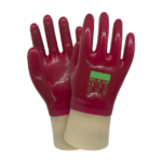 XYEHS 10-248 25cm Chemical Resistant Safety Work Gloves with Fully PVC Coating, Cotton Lining,  Knitted Cuff, Oil & Water Resistant