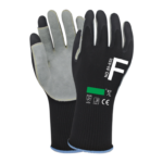 XYEHS 80-650 30cm Level F Cut Resistant Safety Work Gloves with Sandy Nitrile Coating & Leather Padded Palm, Anti-Cut Fiber Shell, Reinforced Thumb Crotch, Abrasion Resistant