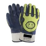 XYEHS 80-652 27cm Anti-Impact & Oil Resistant Safety Work Gloves with TPR Knuckle & Fingers, Fully Nitrile Dipping Coating, Cotton Lining, Great Grip, Oil & Water Resistant