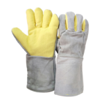 XYEHS Mn-gr500-3 500℃ High Temperature Resistant Gloves, Full-Finger Safety Work Gloves with Aramid Palm & Cowhide Back & Wrist, Flame Retardant, Thermal Radiation Heat Insulation