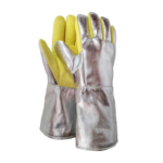XYEHS Mn-gr500-7 Aramid Flannel & Aluminum Foil 500 ℃ Heat Insulation Gloves, Full-Finger Safety Work Gloves, Flame Resistant, 10000 ℃ Thermal Radiation Reflective
