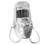 XYEHS Mn-tz1000 Aluminum Foil Heat Resistant Safety Hood, Fireproof Full Face Shield Mask, 3mm PC Clear Visor Window, 1000 ℃ Anti Thermal Radiation Cover - Image 2