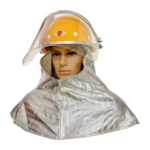 XYEHS Mn-tz2000-1 Aluminum Foil Heat Resistant Safety Hood with External Hard Hat, Shoulder Shawl, Fireproof Full Face Shield Mask, 3mm PC Clear/Aluminized Plating Visor Window, 1000 ℃ Thermal Radiation Resistant