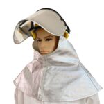 XYEHS Mn-tz2000-1 Aluminum Foil Heat Resistant Safety Hood with External Hard Hat, Shoulder Shawl, Fireproof Full Face Shield Mask, 3mm PC Clear/Aluminized Plating Visor Window, 1000 ℃ Thermal Radiation Resistant - Image 5