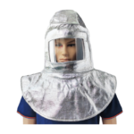 XYEHS Mn-tz2000 Aluminum Foil Heat Resistant Safety Hood with Built-in Hard Hat, Shoulder Shawl, Fireproof Full Face Shield Mask, 3mm PC Clear Visor Window, 1000 ℃ Anti Thermal Radiation Cover