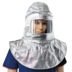 XYEHS Mn-tz2000 Aluminum Foil Heat Resistant Safety Hood with Built-in Hard Hat, Shoulder Shawl, Fireproof Full Face Shield Mask, 3mm PC Clear Visor Window, 1000 ℃ Anti Thermal Radiation Cover - Image 3