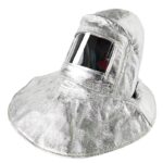 XYEHS Mn-tz2000 Aluminum Foil Heat Resistant Safety Hood with Built-in Hard Hat, Shoulder Shawl, Fireproof Full Face Shield Mask, 3mm PC Clear Visor Window, 1000 ℃ Anti Thermal Radiation Cover - Image 4