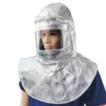 XYEHS Mn-tz2000 Aluminum Foil Heat Resistant Safety Hood with Built-in Hard Hat, Shoulder Shawl, Fireproof Full Face Shield Mask, 3mm PC Clear Visor Window, 1000 ℃ Anti Thermal Radiation Cover - Image 2