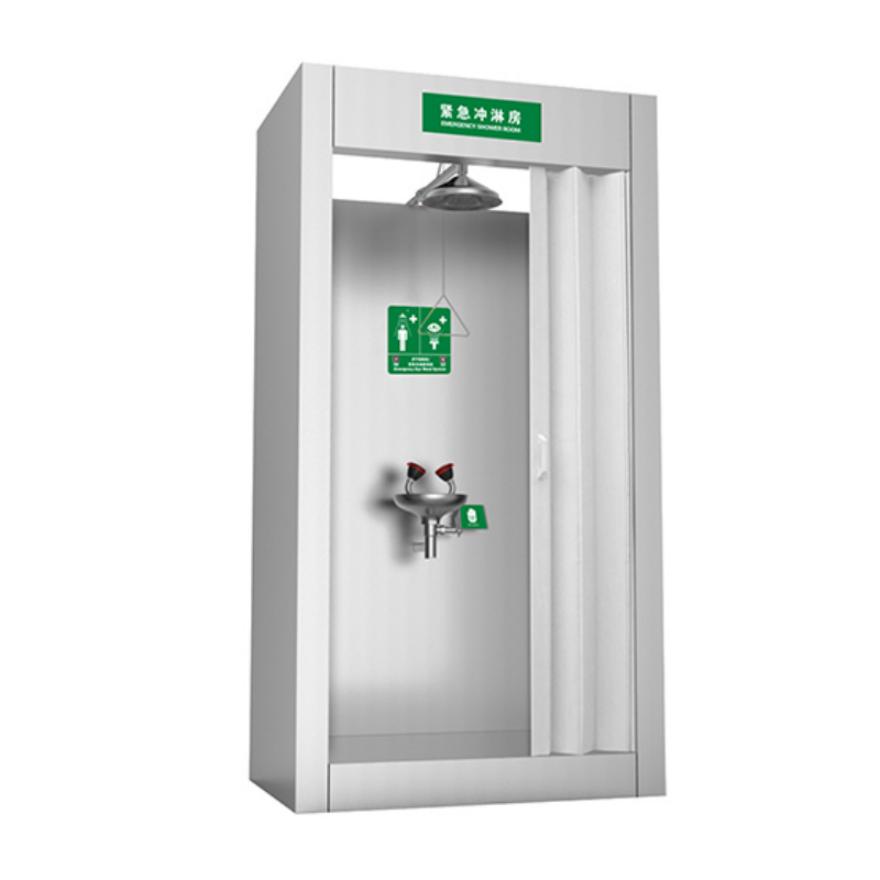 WG7054H EMERGENCY SHOWER ROOM_1 XYEHS WG7054H Emergency Shower Room with Eyewash Shower & Eye Wash Station, Safety Shower Eye & Face Washer Station, Stainless Steel Bowl & Eyewash Sign - Image 1