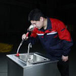 XYEHS WGW0302 Emergency Eye & Face Wash Sink with Faucet & Safety Eyewash Station, 304 Stainless Steel, Eyewash Sign - Image 2