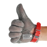 XYEHS GS001-R Level 5 316 Stainless Steel Mesh Metal Cut Resistant Glove, Five-Finger Anti-Cut Glove for Food, Glass