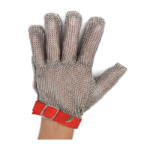 XYEHS GS004-R Level 5 304 Stainless Steel Mesh Metal Cut Resistant Glove, Five-Finger Anti-Cut Glove with Nylon Strap Buckle for Meat, Glass & Metal Processing