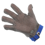 XYEHS GS005-BL Level 5 Stainless Steel Mesh Metal Chain Cut Resistant Glove, Reversible Five-Finger Anti-Cut Glove with Nylon Strap Buckle for Meat, Glass & Metal Processing