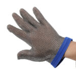 XYEHS GS005-BL Level 5 Stainless Steel Mesh Metal Chain Cut Resistant Glove, Reversible Five-Finger Anti-Cut Glove with Nylon Strap Buckle for Meat, Glass & Metal Processing - Image 2