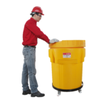 XYEHS SKD950 95 Gal/360L Wheeled Poly Overpack Salvage Barrel Drum, Yellow - Image 2