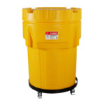 XYEHS SKD950 95 Gal/360L Wheeled Poly Overpack Salvage Barrel Drum, Yellow