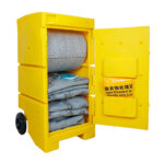 XYEHS 30Gal/114L Universal/Chemical/Oil Absorbent Moblie Spill Kits with Polyethylene Mobile Cart, 24 Pieces