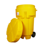 XYEHS SKD650 65 Gal/246 L Wheeled Poly Overpack Salvage Barrel Drum, Yellow - Image 2