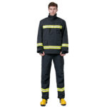 XYEHS 250G/M² Double Aramid IIIA Fabric Firefighting Suit with Jacket & Pants, Three-Layer Design, PTFE, Aramid with Flame Retardant Viscose, Anti-Static Fiber